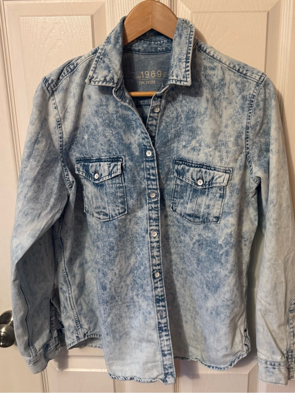 GAP Light Blue Acid-Wash Denim Shirt